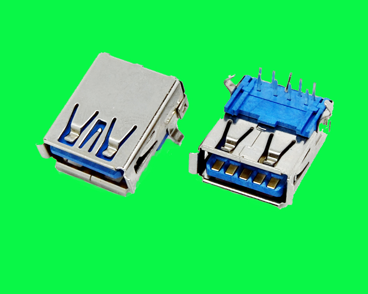 USB 3.0 AF板上DIP 90度有卷邊彎腳