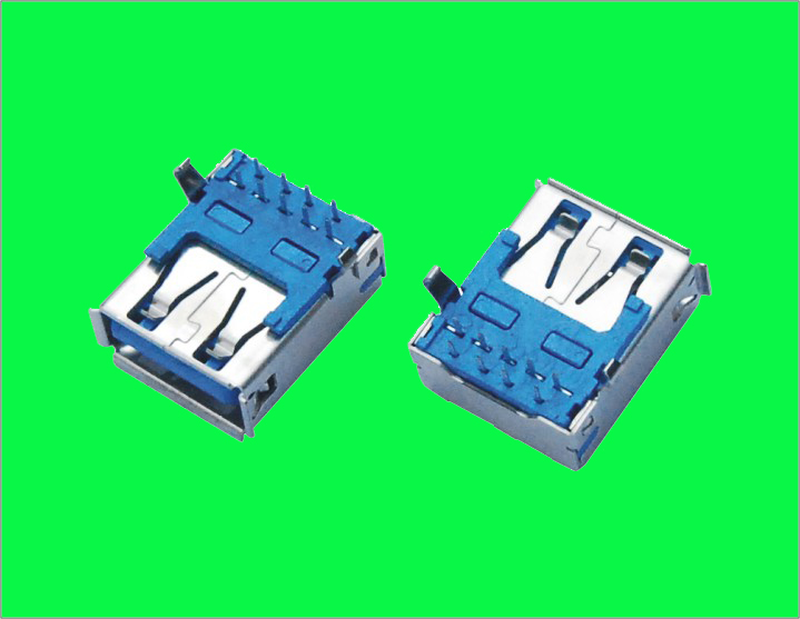 USB 3.0 AF板下90 DIP 90度有卷邊彎腳