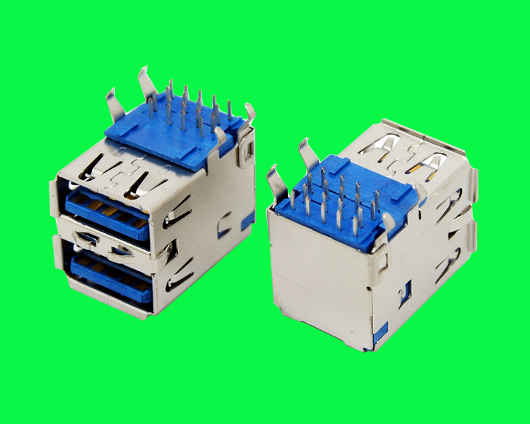 USB 3.0 AF雙層插板90度L=19.70