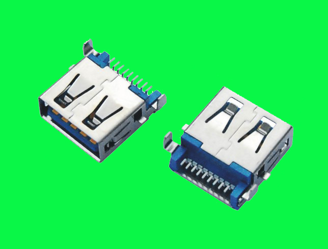 USB3.0 AF   沉板SMT H=3.5mmTYPE 外殼卷邊 方腳