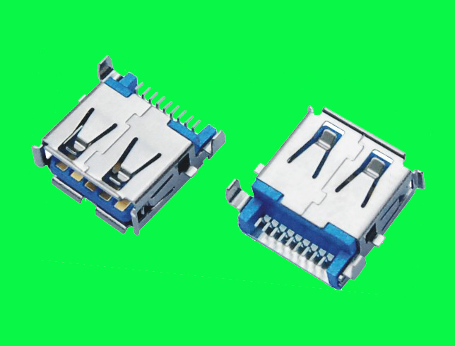USB3.0 AF   沉板SMT H=3.5mmTYPE 外殼無卷邊 方腳