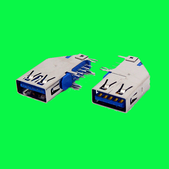 USB3.0 AF 90D DIP 側插式TYPE 外殼無卷邊