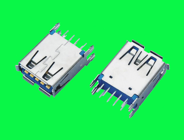USB3.0 AF 180D DIP 外殼有卷邊 四魚叉腳 H=14.9mm