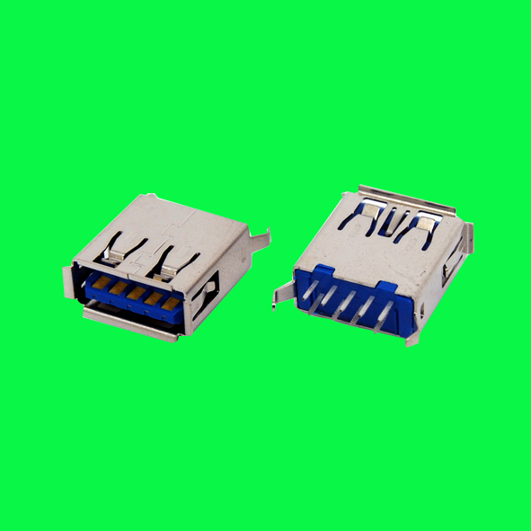 USB3.0 AF 180D DIP 外殼有卷邊 彎腳 H=14.0mm