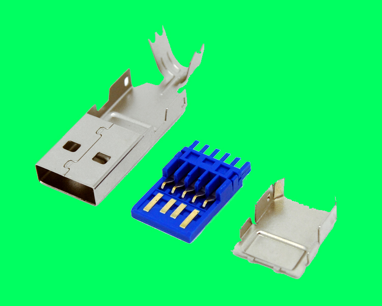 USB 3.0 AM 焊線三件式帶凸 L=36MM OD 6.0（手工焊)