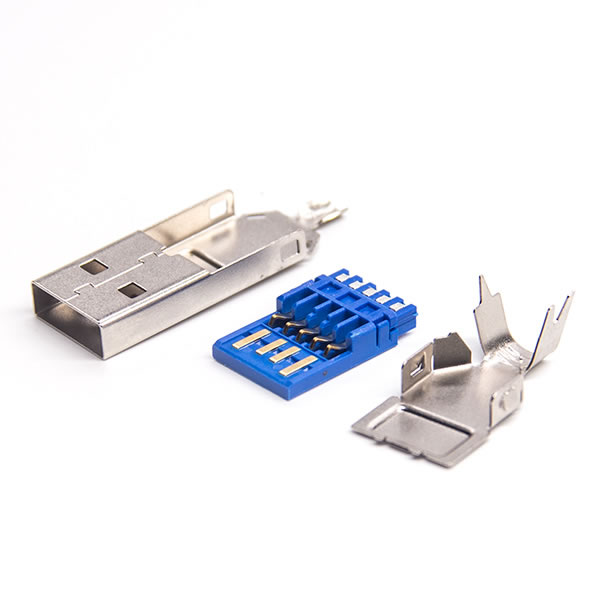 USB 3.0A公焊線三件套帶圓孔自動焊預加錫
