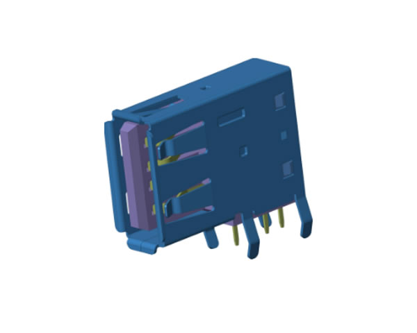 USB 2.0 AF側插DIP 90度有卷邊彎腳