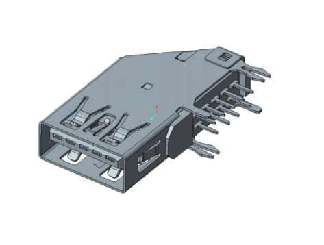 USB 3.0 AF 側插90度 無卷邊魚叉腳 端子腳長2.4